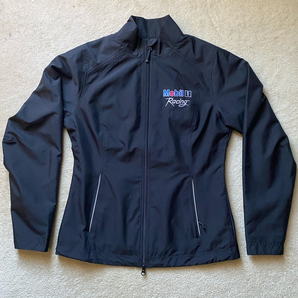 Cutter & Buck Mobil One Racing Jacket WeatherTec Black Full Zip Water Resistant